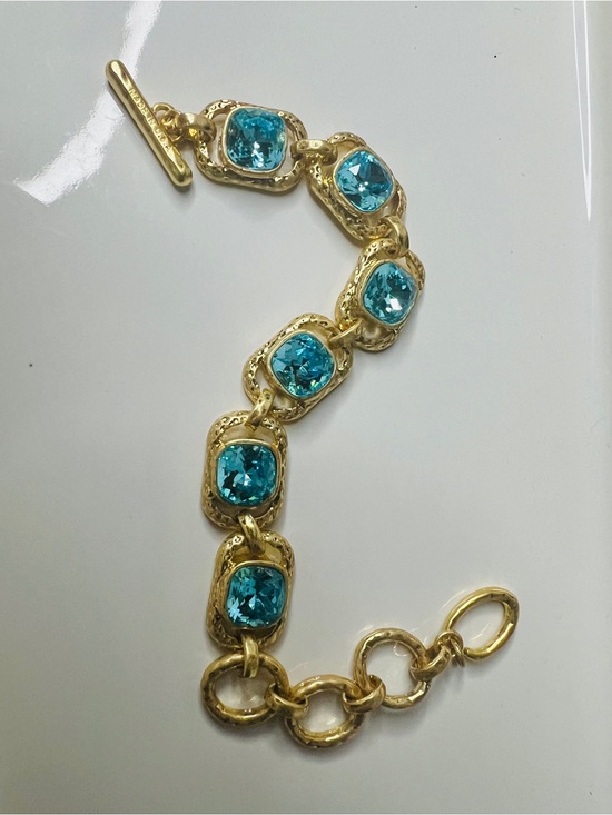 Oscar de la Renta Jewelry - Oscar de la Renta Vintage Green Cryst Zircon Bracelet Genuine Gold Plated